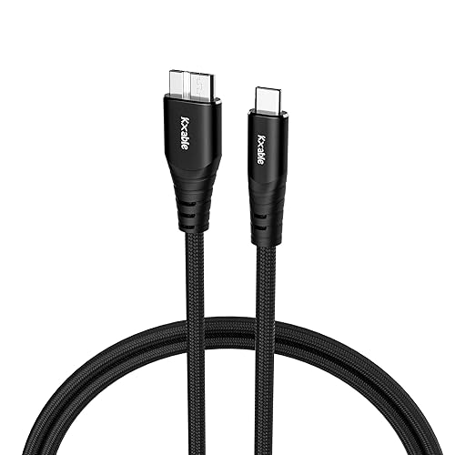Miniatura 8 de Cable micro 3.0 de 2 pies (paquete de 2), USB 3.0 C a Micro B, cable trenzado de nailon C-macho a micro B, cable externo de disco duro externo