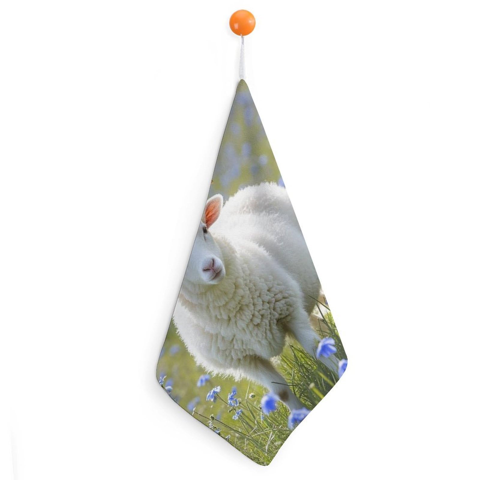 VstaDank Sheep Washcloth with Hanging Loop Quick Dry Microfiber Hand Towel Highly Absorbent Wash Cloth Reusable Makeup Remover Cloth Soft Feel Fingertip Towel for Bathroom