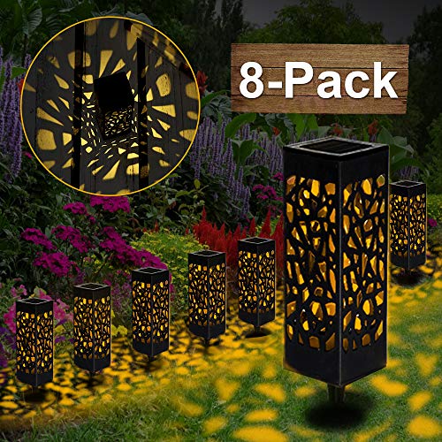【8 Pièces】Lampe Solaire Jardin, Extérieur de Jardin Au Sol LED IP65 Blanc Chaud Etanche Décoration Eclairage Solaire Extérieur Pour Chemins Pelouse, Maison, Garage, Cour, Patio