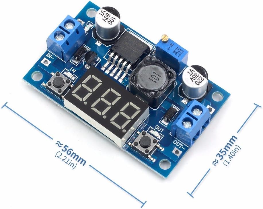 QEBIDUL LM2596S DC-DC Buck Converter DIY 4-40V to 1.25-37V Step-down Regulator Power Supply Module Bolt Stabilizer with LED Voltmeter Display LM2596 With LED Blue LM2596
