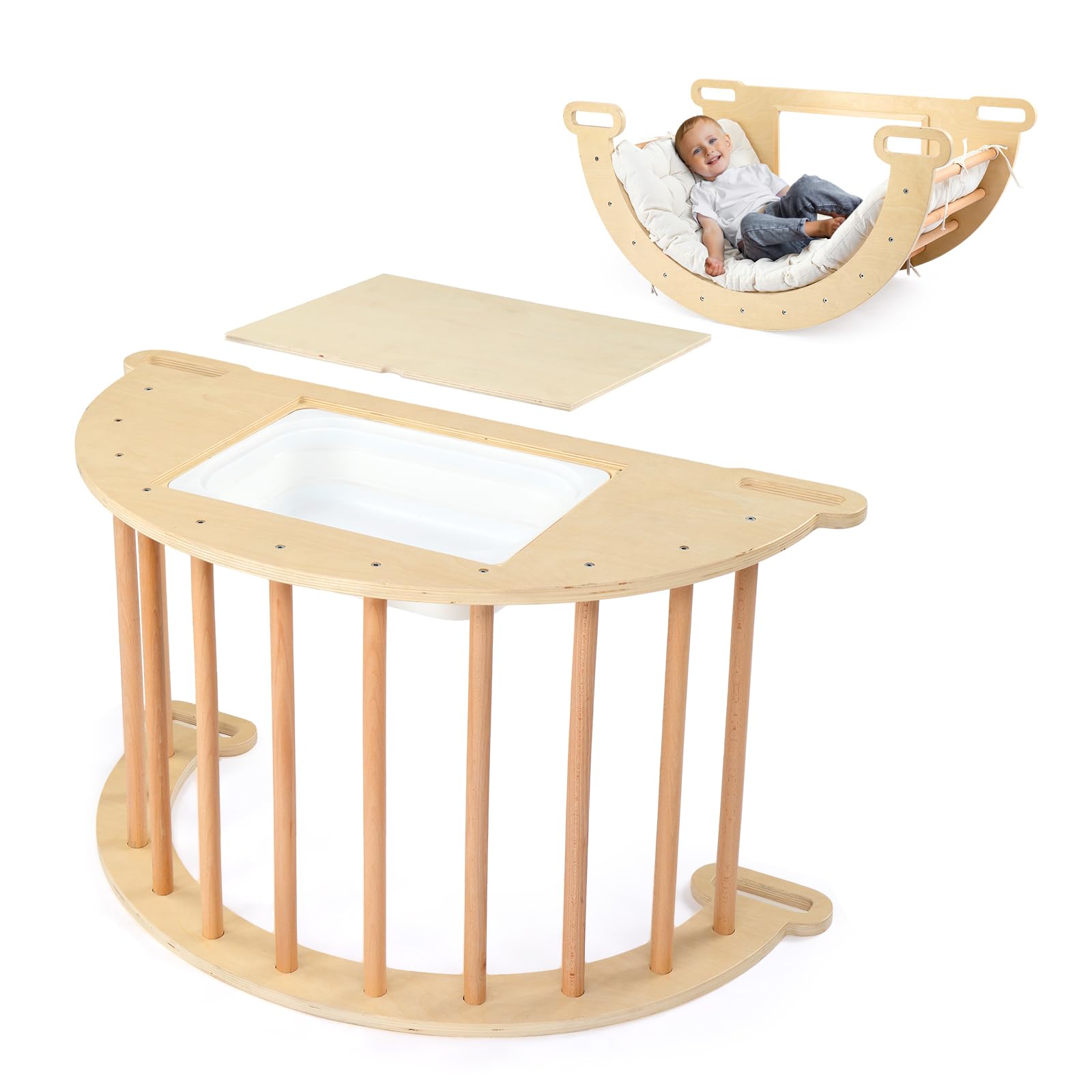 Amazon.com: JOYMOR 5-in-1 Montessori Wooden Sensory Table with