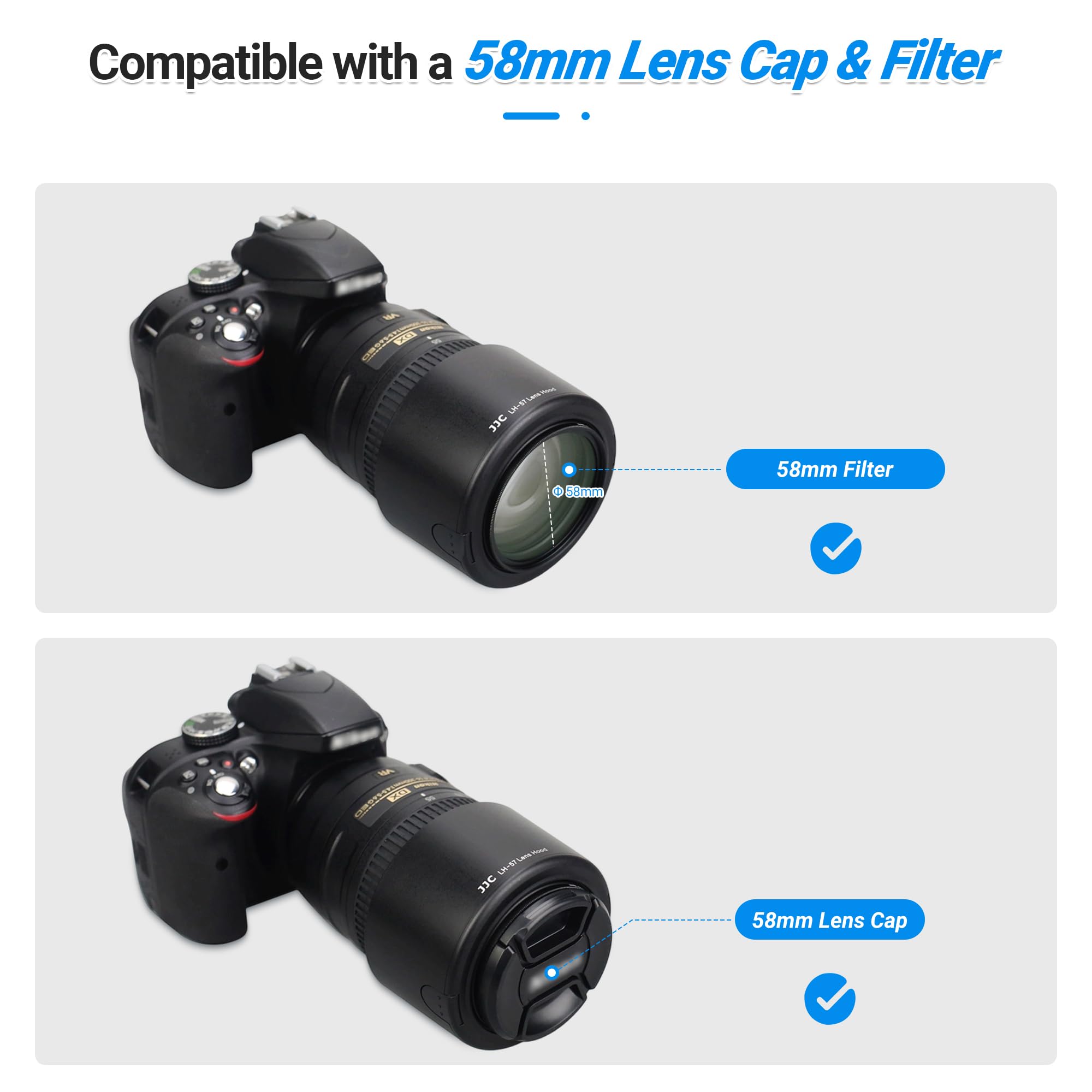 Nikon DX AF-S 55-300mm（キャップ・フード・UVフィルター） Amazon.com : 58mm Lens Cap Compatible for Nikon AF-S DX NIKKOR 55