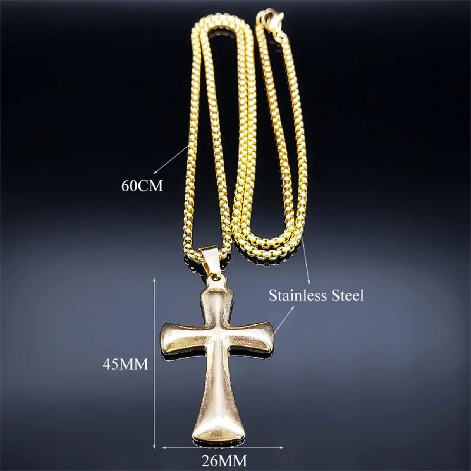 Collier Chaîne Avec Pendentif Croix Couleur Or - Cadeau Bijou Religieux - Neuf Avec étiquettes