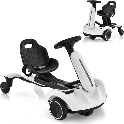 HONEY JOY Vehículo eléctrico de 6 V con ruedas universales giratorias de 360, asiento ajustable de 2 posiciones, bocina, función de avance, juguete