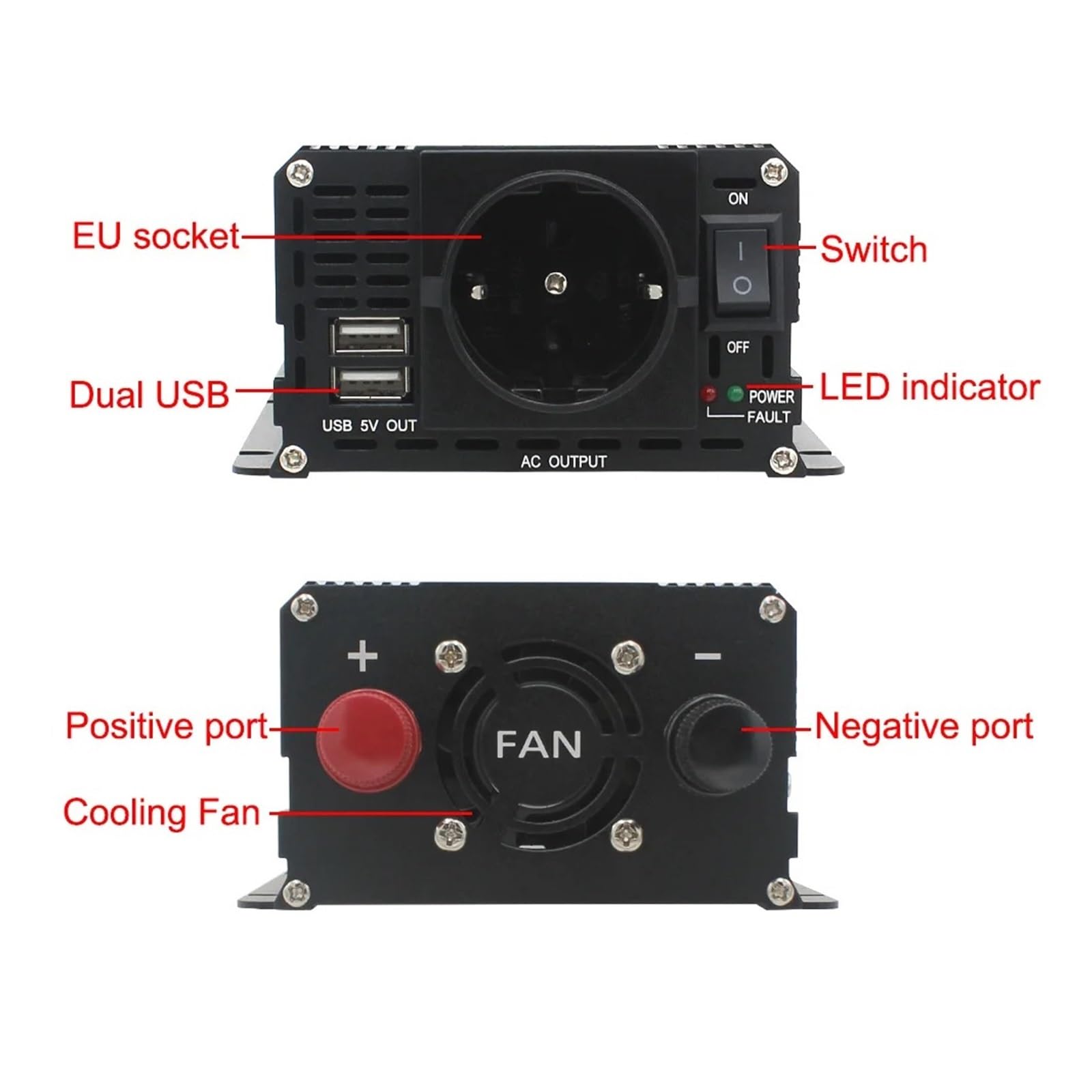 Inversor Corriente para Coche 12 V 220 V 500 W 12 V 220 V 50 Hz para Encendedor De Cigarrillos Convertidor