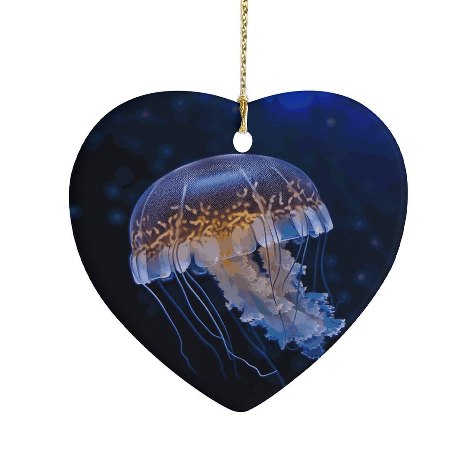 Fekiloot Style Jellyfish Ceramic Ornament Home Decor Keepsake