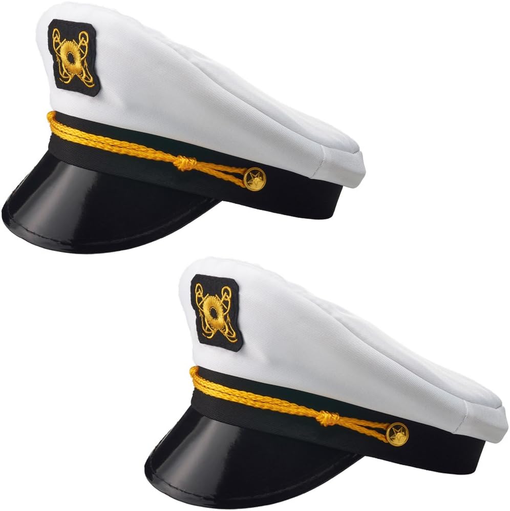 Yacht Captain Hat Skipper Sailor Adult Costume Accessory, Set of 2 Hats