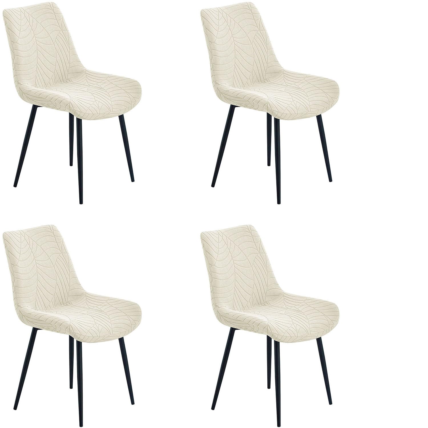 YOPOIY Modern Dining Chair Covers Mid Century Shell Chair Curved Back Slipcovers (Beige,Set of 4)