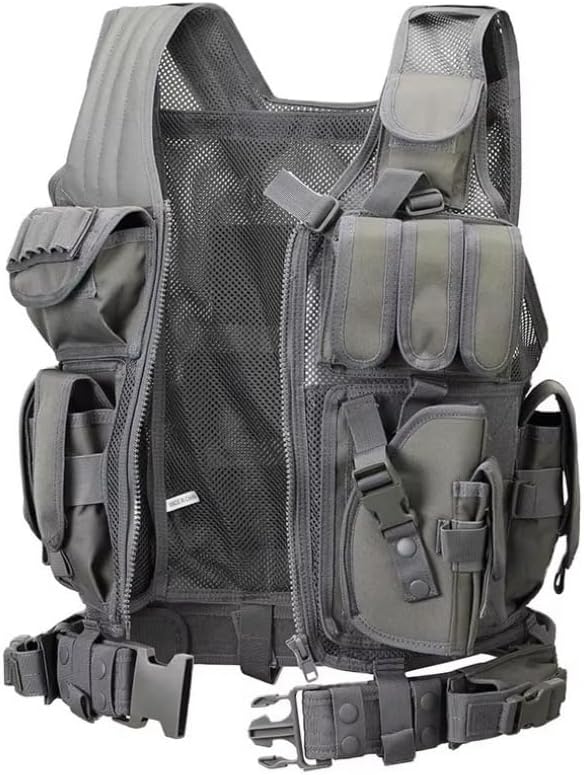 Customizable Tactical Safety Vest with Belt, Level B Anti-Cut Protective Vest with Radio Pouches Adjustable Nylon/Polyester for Tactical Safety Patrol