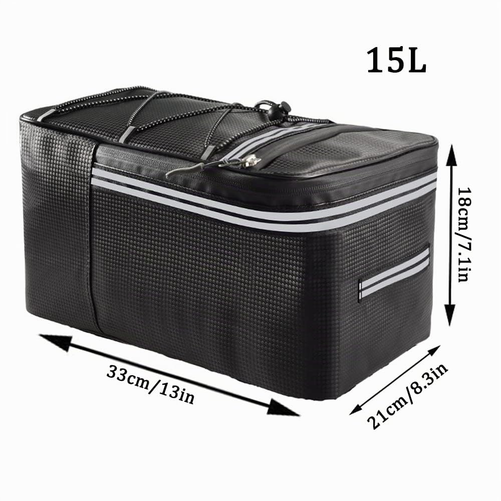Vélo Sacoche Porte Bagages, Sac de Coffre de Vélo, Sacoche Coffre Siège Arrière Bicyclette, pour Articles Stockage Cyclisme Plein Déplacements Quotidiens (15L) Noir