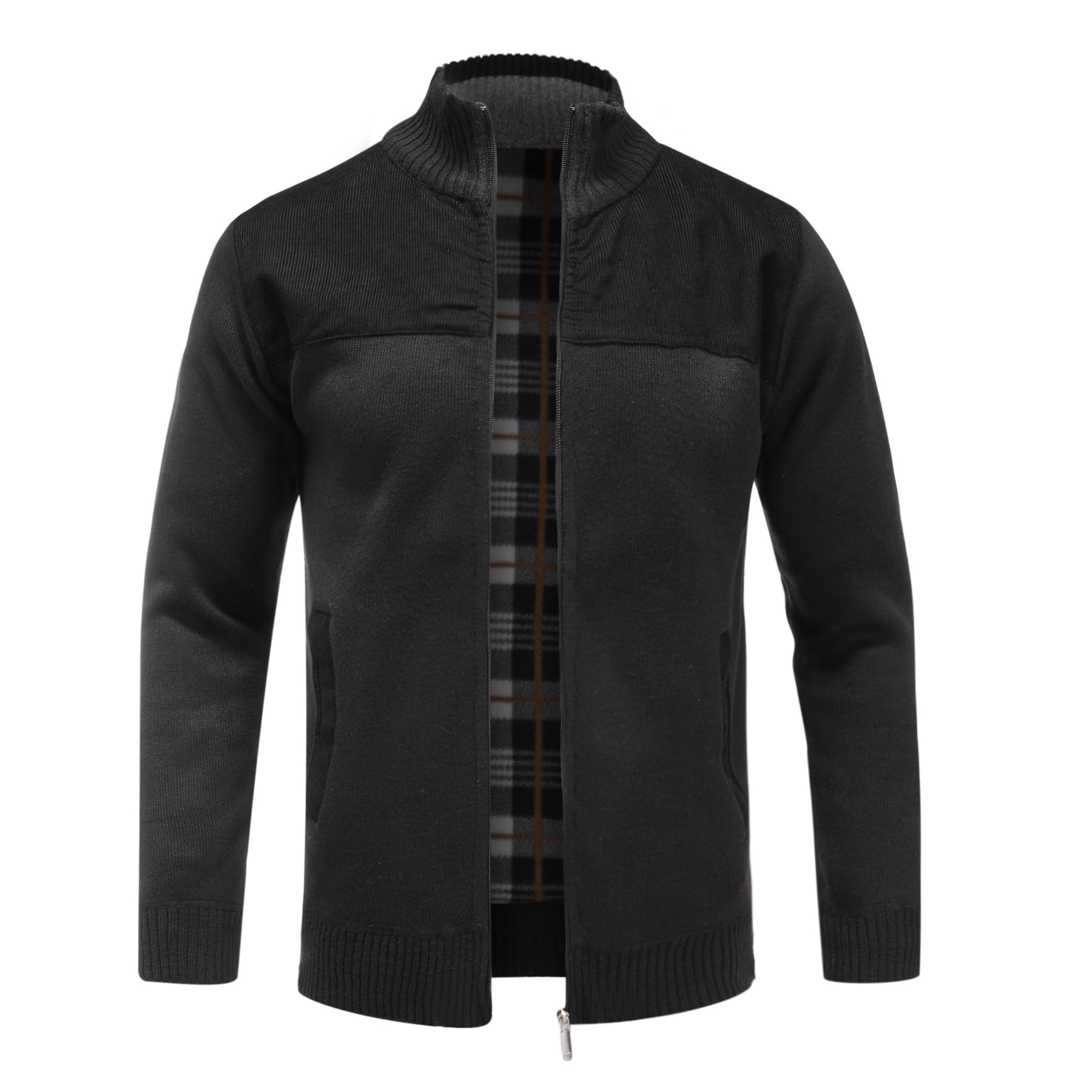 Allthemen Cárdigan de Punto Hombre con Cremallera Casual Suéter Cálido Cuello Alzado Sweaters Clásico Otoño Invierno