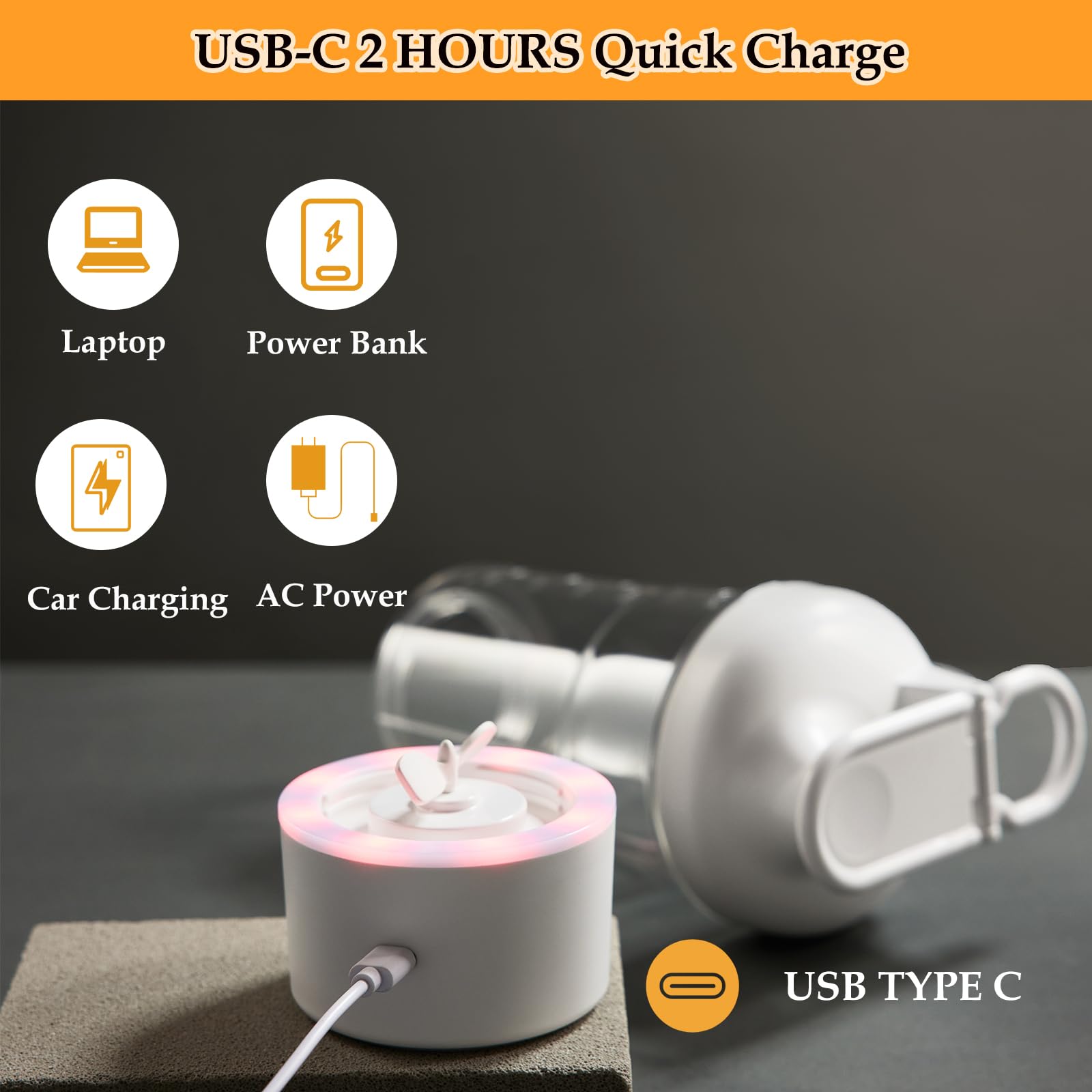 Bottiglia shaker elettrica, 750 ml, per miscele di proteine, portatile, ricaricabile tramite USB C, senza BPA, base leggera colorata (blu)