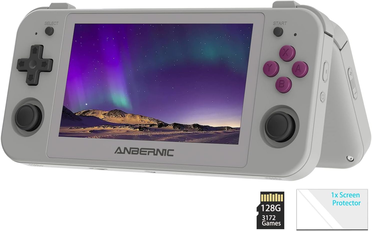 RG505 Android 12 Portable Game Console, Unisoc Tiger T618, 128GB Preloaded with 3172 Games, Gyro Sensor and 4.95" OLED Touchscreen, Google Play Store (RG505-New Gray)
