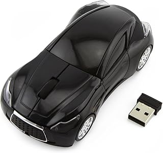 スポーツカー型マウス 2.4GHz ワイヤレス 光学式 ゲーミングマウス 3ボタン DPI 1600 マウス PC ノートパソコン コンピューター用 (ブラック)