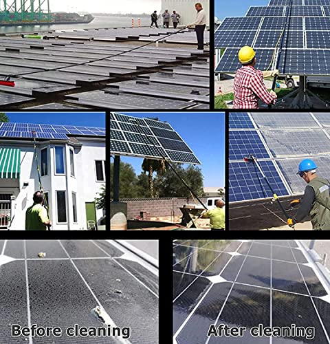 Cepillo cópico Extensible de 4 Metros con alimentación de Agua para Limpieza de Ventanas | Kit de Limpieza de Paneles solares | Ventanas de la Planta Superior | Invernadero |