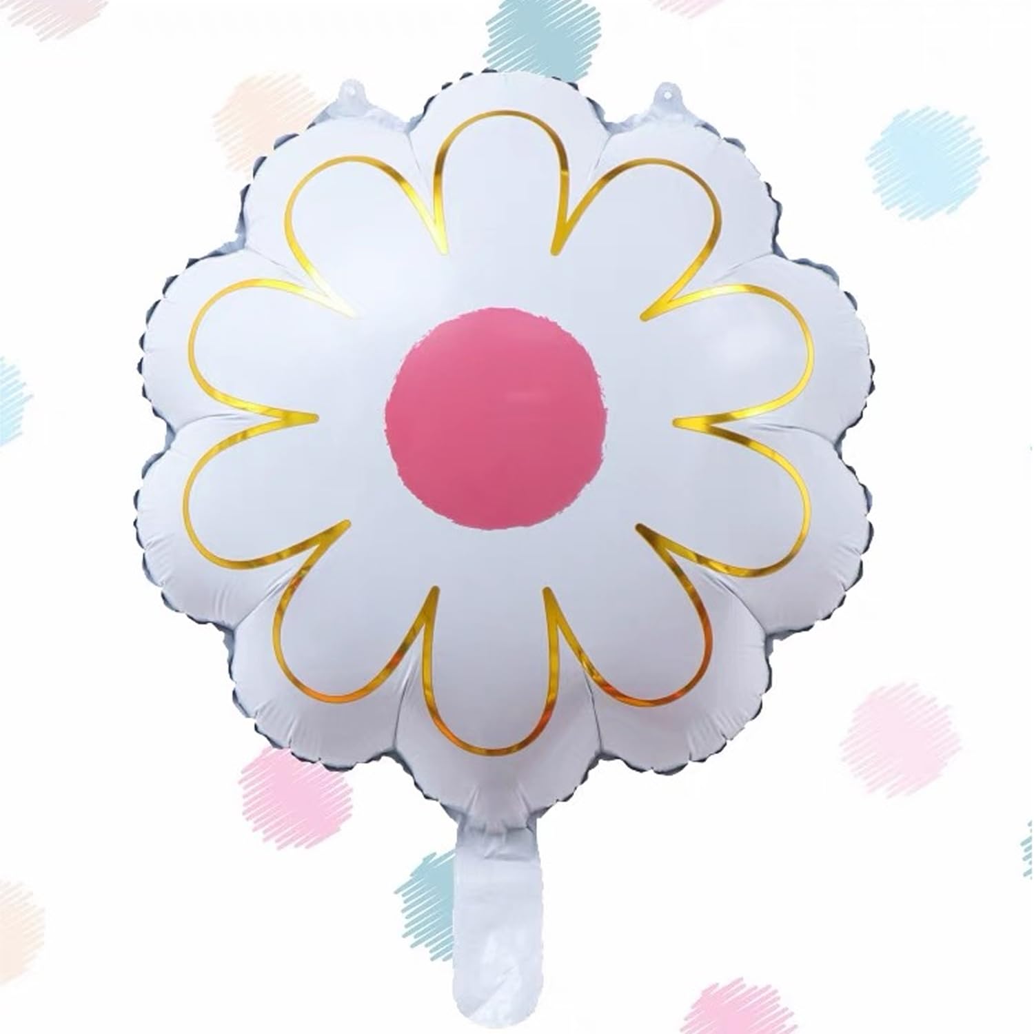 GallasyGallasy 5PCS Daisy Flower Foil Balloon, Helium Daisy Balloon for Groovy Birthday Decorations, 17x21 inch (White)