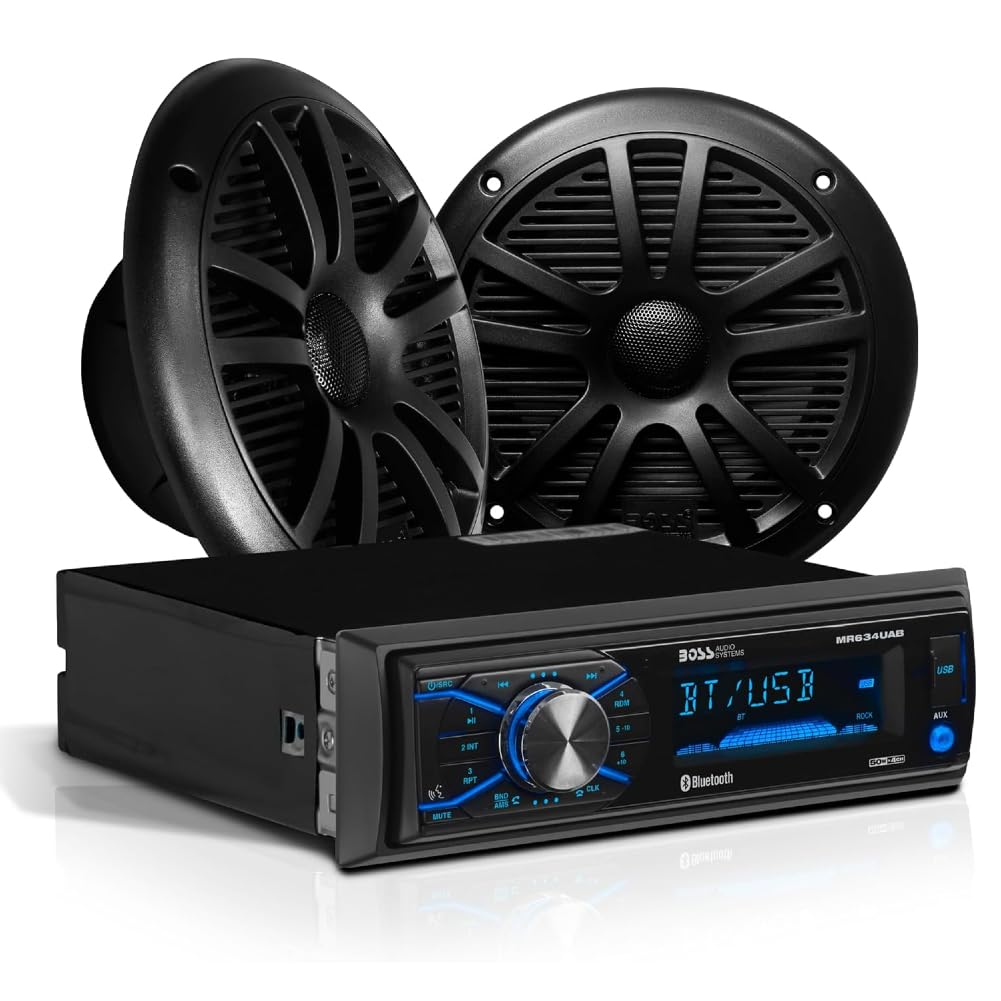 ZESTAW DO BOSS AUDIO SYSTEMS MCBK634B.6, 1 zestaw z wodoodpornym stereo AM/FM Bluetooth, 1 para głośników i 1 antena dipolowa, 1 zestaw + akcesoria gratis