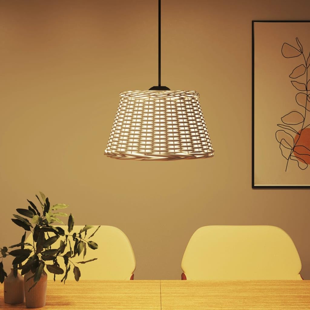 Abażur biały Ø 50 x 30 cm lampa wisząca, klosz zastępczy, plecionka wiklinowa do oprawy E27, lampa sufitowa,