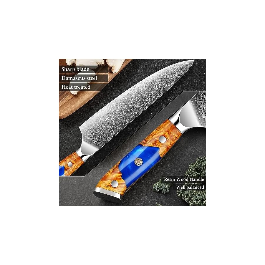 Knife-Sets-8PCS-Damascus-Steel-Knife-67-Layers-Japanese-VG10-Chefs-Knives-Kitchen-Slicing-Nakiri-Bread-Santoku-Paring-Blue-Resin-Handle Knife Sets, 8PCS Damascus Steel Knife 67 Layers Japanese VG10 Chef's Knives Kitchen Slicing Nakiri Bread Santoku Paring Blue Resin Handle