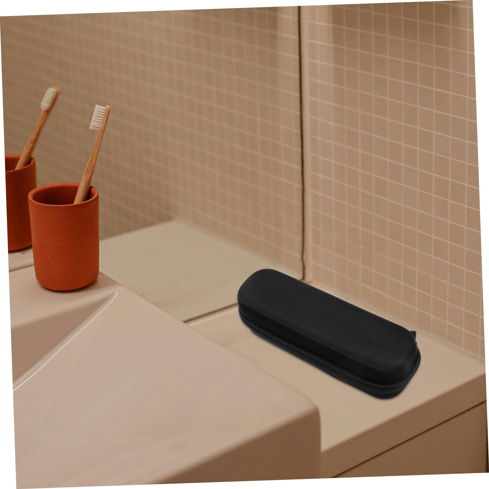 CALLARON 5 Pezzi Portaspazzolino Portatile Porta Di Spazzolino Da Denti Titolare Supporto Magnetico Parete Porta Spazzolino Custodia Porta Spazzolino Da Viaggio Eva Black