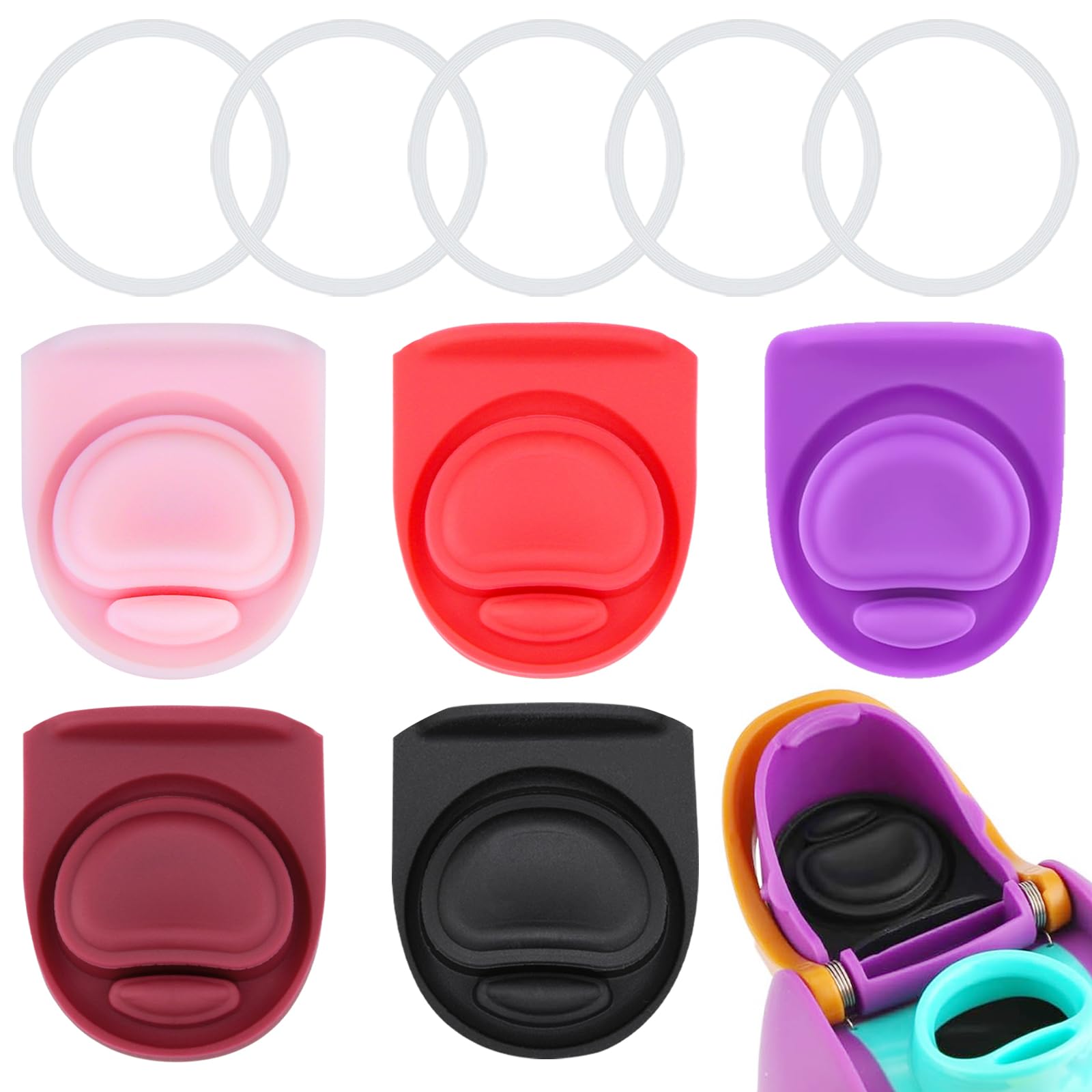BMSQOFD 5 Sets Replacement Lid Rubber Seal for Owala FreeSip 24oz 32oz, Replacement Stopper and O Ring Gasket Parts Compatible with Owala 16/19/24/32/40oz Water Bottle Insert Silicone Accessories B2A6 โ image 1