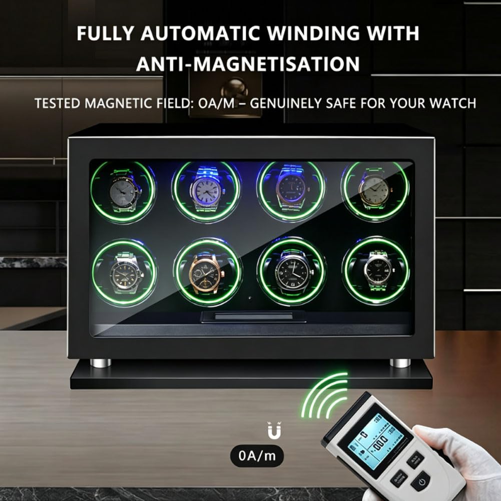 Caja Relojes Automáticos, Relojero Automatico Mando A Distancia Inalámbrico | Tecnología Antimagnética Completa Volver Al Inicio Ultrasilencioso <10 Db Parada AutomáTica Al Abrir La Tapa