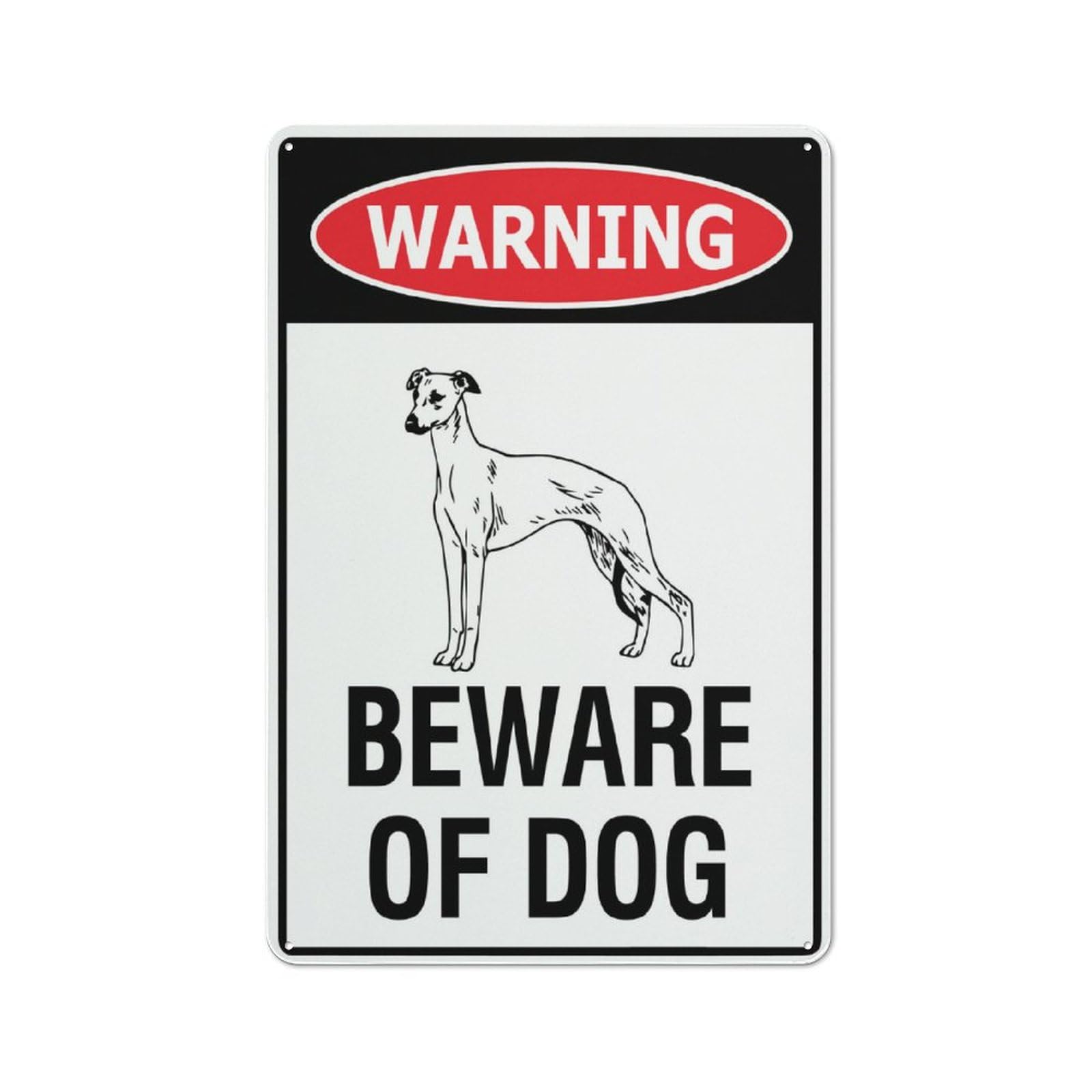 Warning - Beware Of Dog (Whippet) Sign, 8x12 Inch Rust-Free Aluminum with UV-Ink Printing, Durable & Weatherproof Outdoor Sign for Home