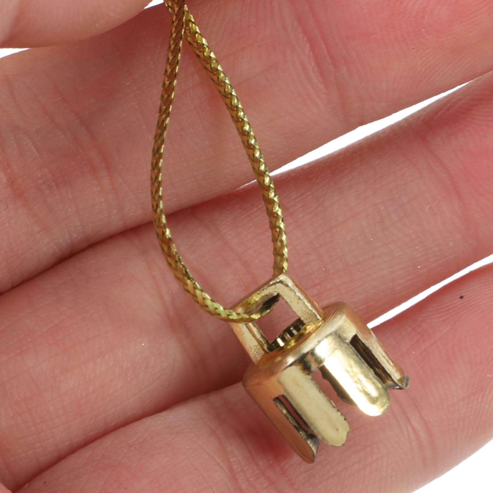 LOGOFUN 1000PCS Christmas Ornament Cap Replacements Round Ornament Caps Plastic Xmas Hanger Cup Cap with Rope for DIY Craft Home Dcor - Gold 1CM