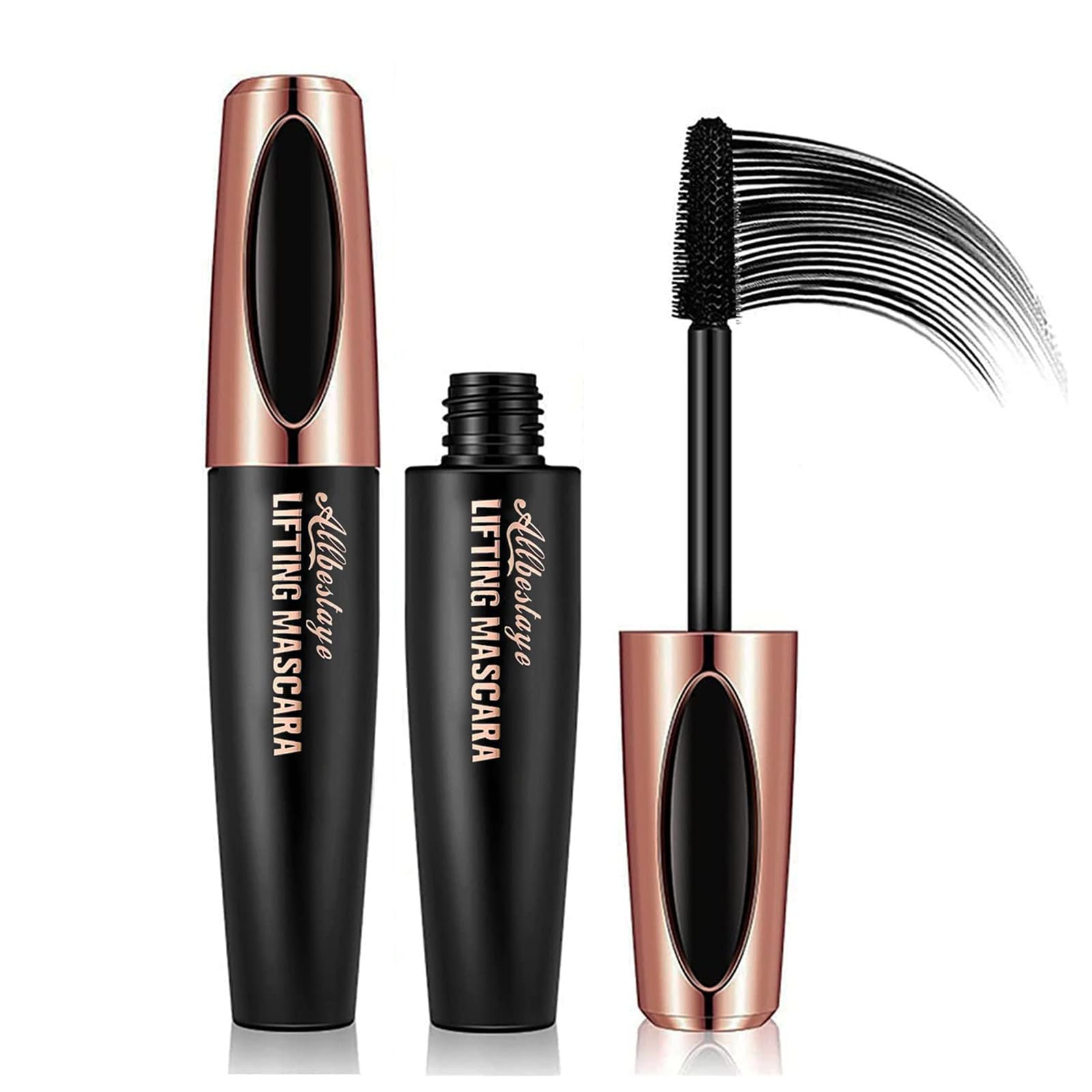 Máscara de Pestañas 4D,Rimel Pestañas Máscara Waterproof,Maquillaje de ojos natural para alargar, dar volumen, de larga duración,Rímel Impermeable, Pestañas Gruesas y Extralarga