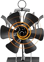 GFTIME Ofenventilator mit 6 Blättern Kaminventilator, Ventilator für Holzofen, Kaminofen, Kaminventilator ohne Strom, wärmebetriebener Ventilator mit Halterung