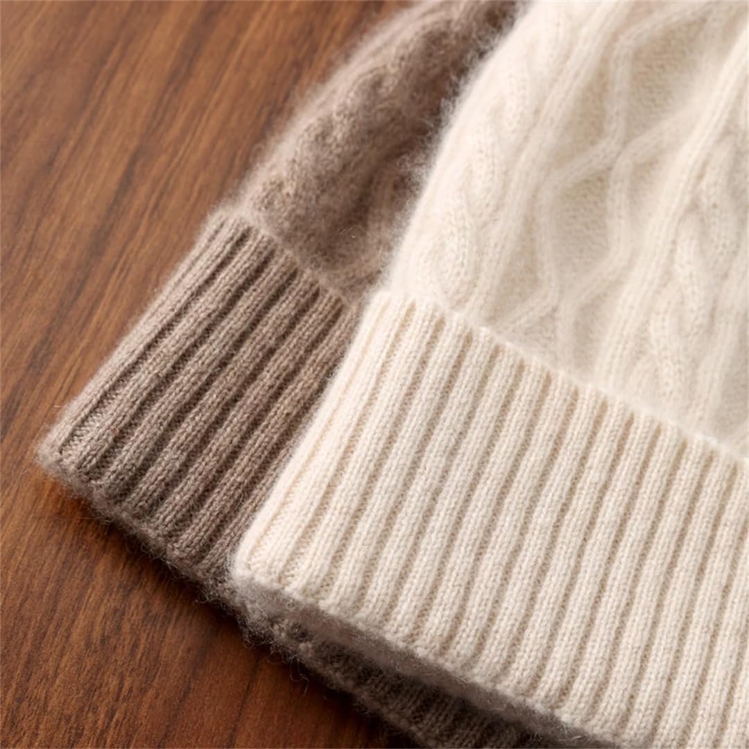 100% Pure Laine Femmes Hiver Chapeau Chaud Doux Tricoté Laine Bonnet Bonnet Hip Hop Losange Skullies Casquette Pour Dame