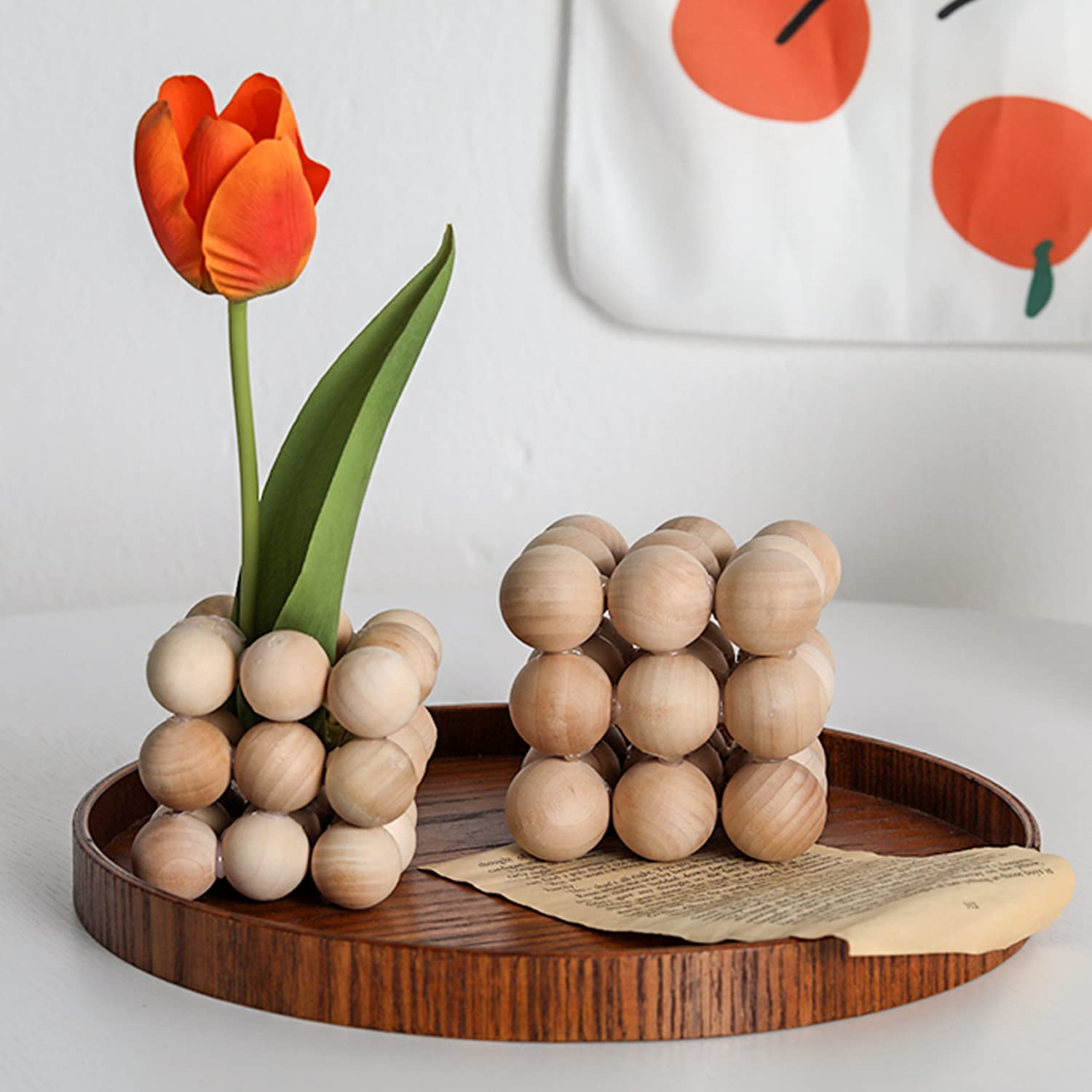 Handgemaakte houten ballenset - 8 cm holle knutselbollen (3-pack) - onafgewerkt hout voor doe-het-zelf knutselprojecten, decoratie en creatieve houtbewerking - handgemaakte sieradenopslag