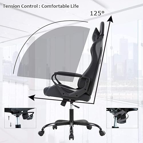 Miniatura 4 de Silla de juegos de respaldo alto, silla de oficina, sillas ergonómicas de videojuegos, silla de computadora reclinable de altura ajustable con