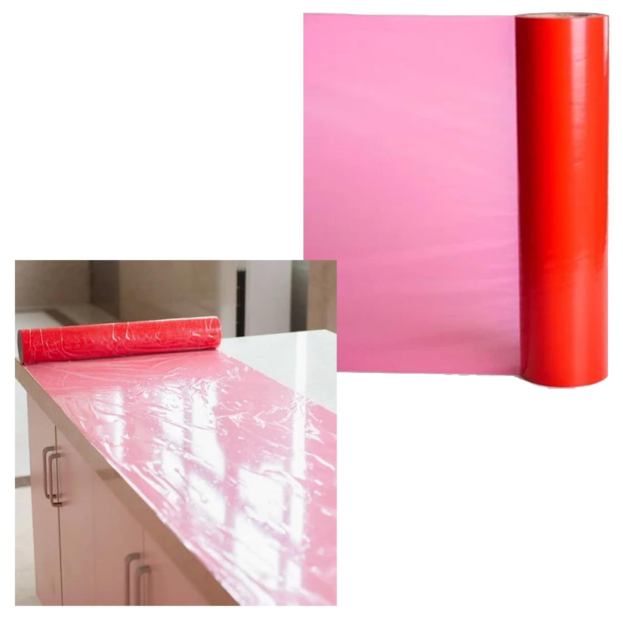 Storm Trading Group Red Hard Surface & Floor Protector Film Semi-Adhesive Hard Floor Protection Diy Dust Sheet Cover For Decorating & Painting Non Slip (3)