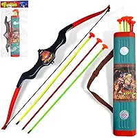 Arco e Flecha Infantil com Bolsa Aljava Lançador e Dardos - Brinquedo Educativo com Flechas de Ventosa para Crianças