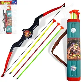 Arco e Flecha Infantil com Bolsa Aljava Lançador e Dardos - Brinquedo Educativo com Flechas de Ventosa para Crianças