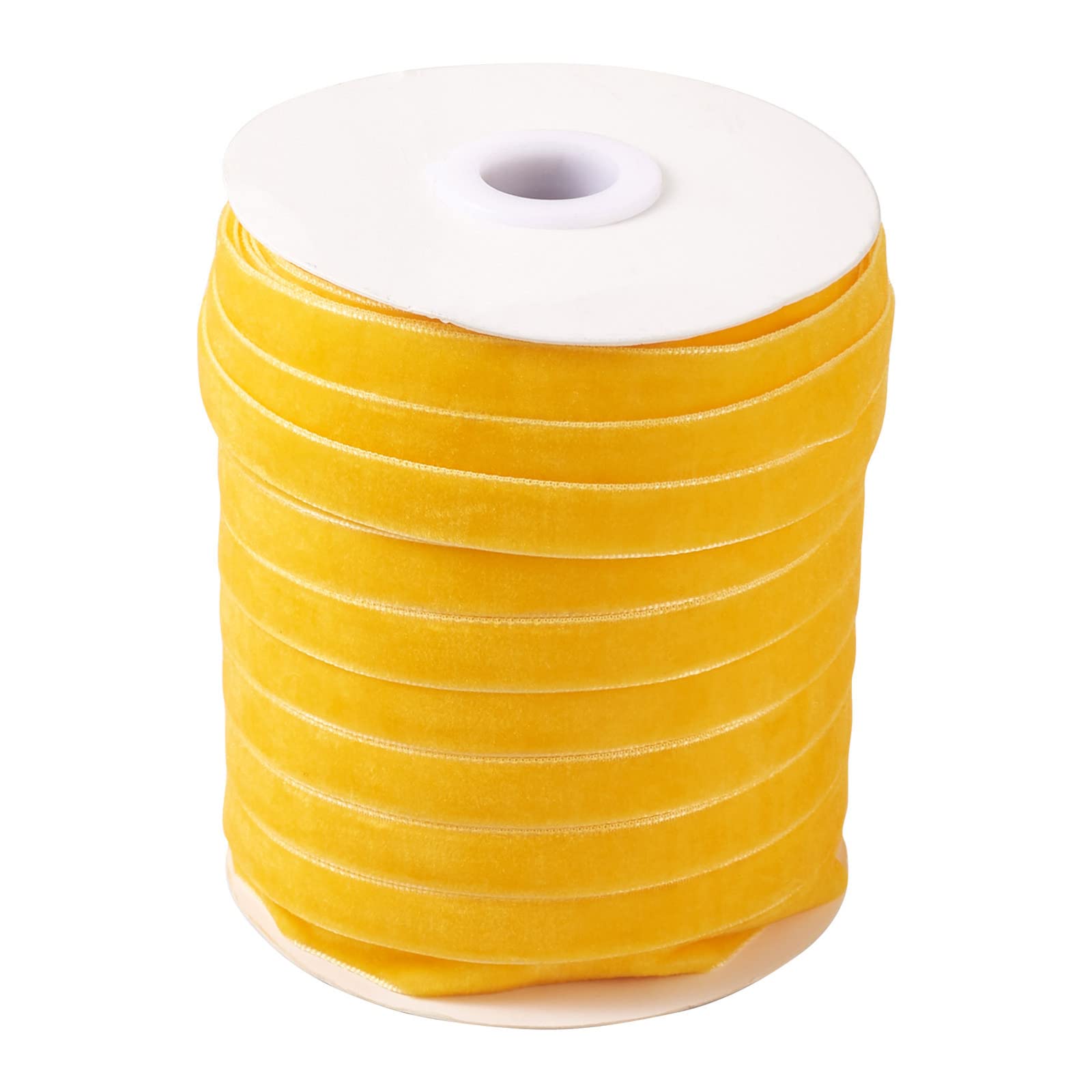 Pandahall 50 Yards Velvet Ribbon 3/8 inch Single Face Satin Ribbon Roll Decorating Lace Trim for Gift Package Wrapping Hair Bow Clips Making Orange Color