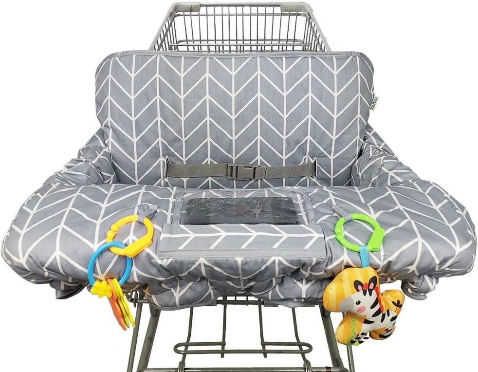 Shopping Cart Cover for Baby ICOPUCA Cotton High Chair Cover, Reversible, Machine Washable for Infant, Toddler, Boy or Girl (Grey Arrow Print)