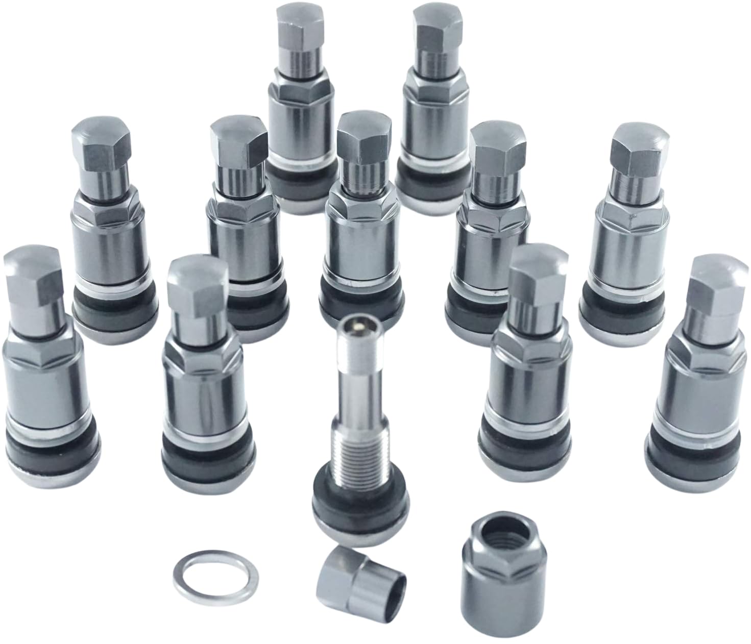 100 sztuk zaworów aluminiowych 11,3 mm, zawory do felg, zawór metalowy, antracyt, lekkie