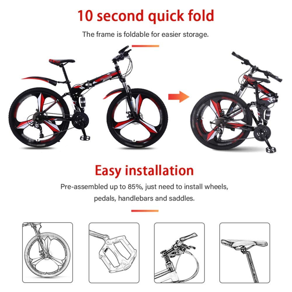 Amazon | 折りたたみ自転車26インチ、30速折りたたみマウンテンバイク