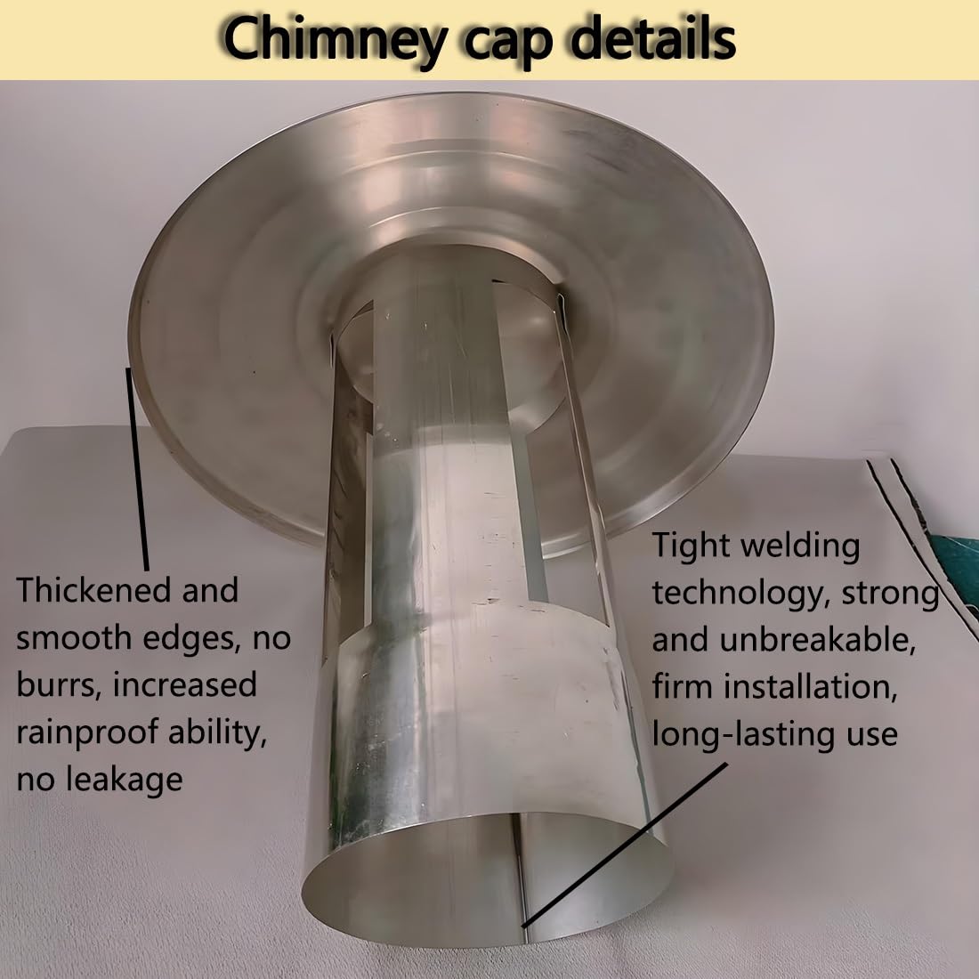Osłona komina, osłona przeciwdeszczowa komina ze stali nierdzewnej, okap wentylacyjny do rur o średnicy 6-11,5 cm (8,9 cm/3,5 cala)(7.6 cm/3 in)