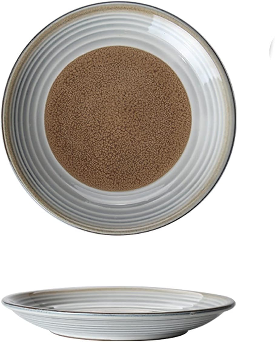 Serving Plate Round Salad Dessert Plate Appetizer Plate with French Fries and Fruit Steak Suitable for Family Restaurant Party 2 Pieces (Color : A) (Blue)