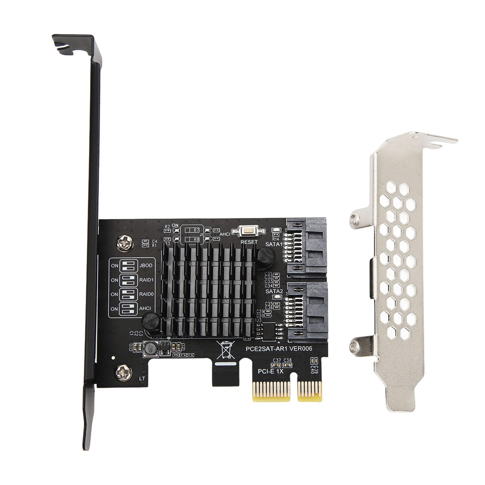 Pyhodi Scheda di Espansione PCIE a SATA3.0 2 Porte, Controllo Principale ASMEDIA ASM1061R da 6 Gbps, Supporto modalità RAID0/RAID1/SPAN, Scheda Controller Raid PCIE SATAIII per WIN7 8