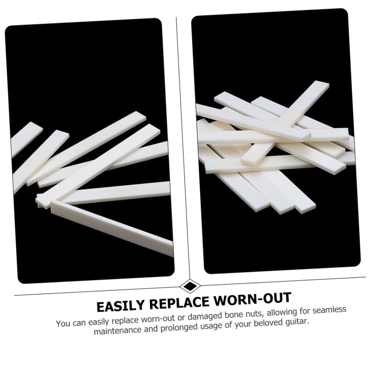 Sosoport 10pièces Sillets De Guitare Os Pour Chevalet De Rechange Pour Guitare Électrique Et Acoustique Kit De Remplacement