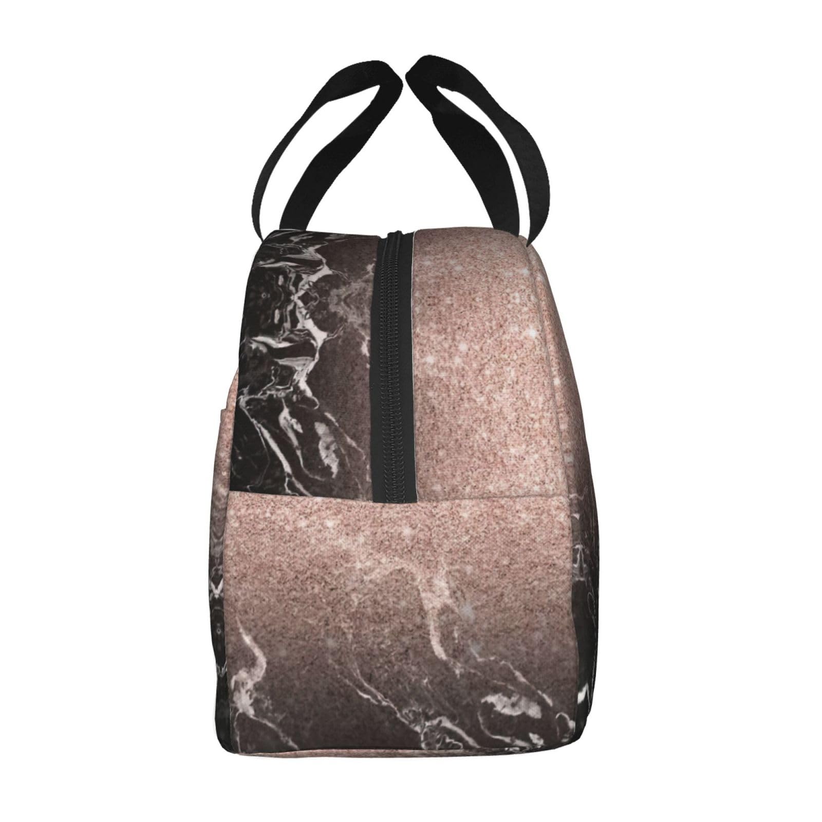 Borsa termica per il pranzo in marmo oro rosa viola da donna con manico