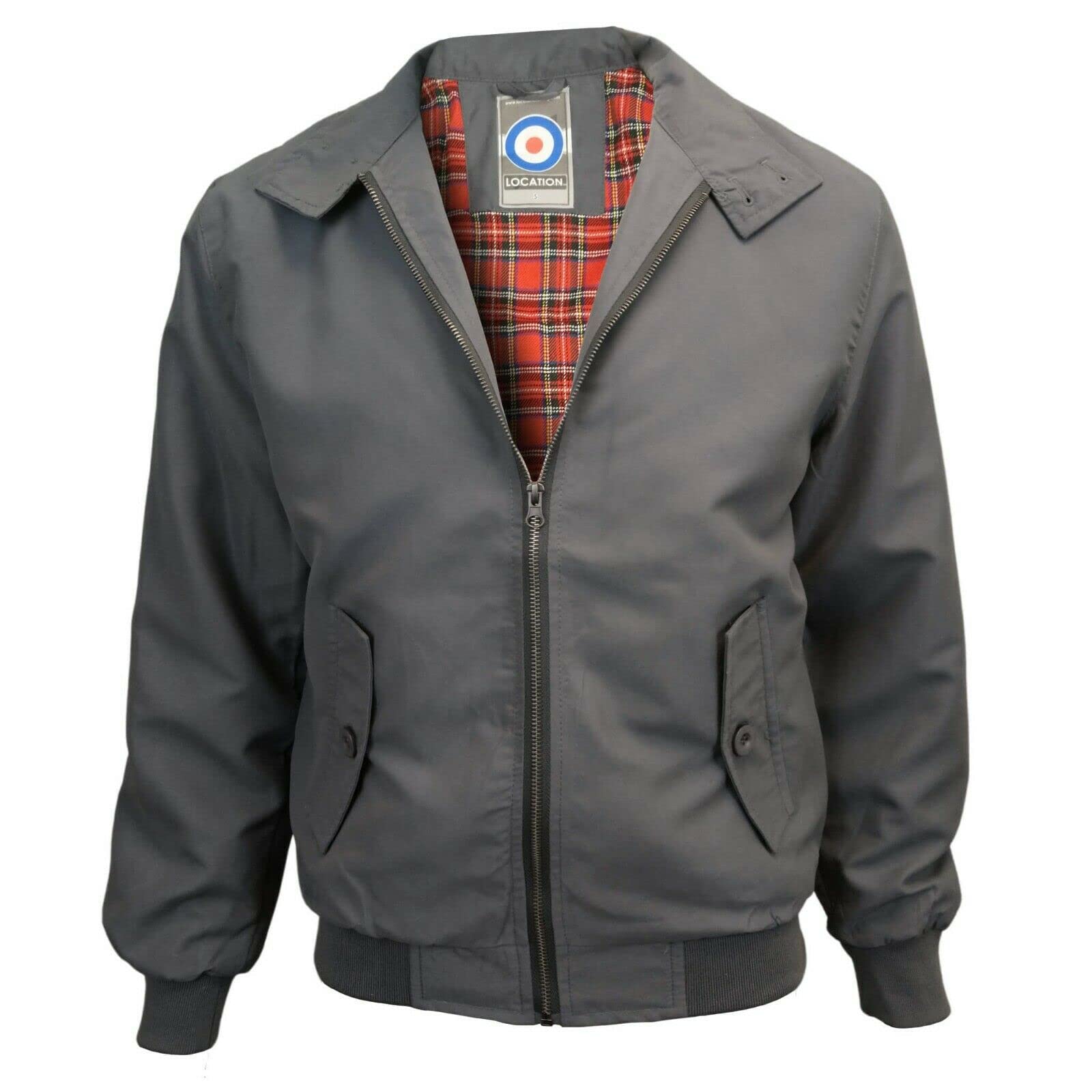 Location Tartan Lining Harrington Jacket (Heather Grey, S 36-38)