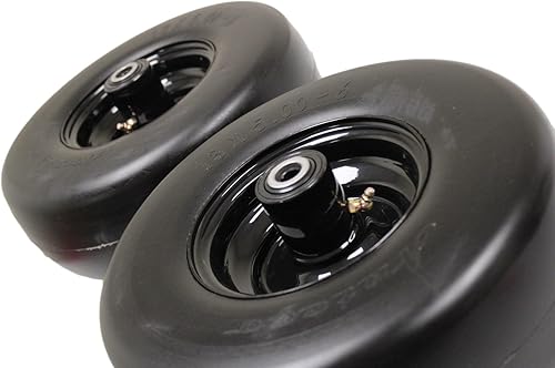 Miniatura 5 de Antego Tire & Wheel Paquete de 2 ensamblajes de neumáticos sólidos de 13 x 5.00-6, color negro sin frente plano