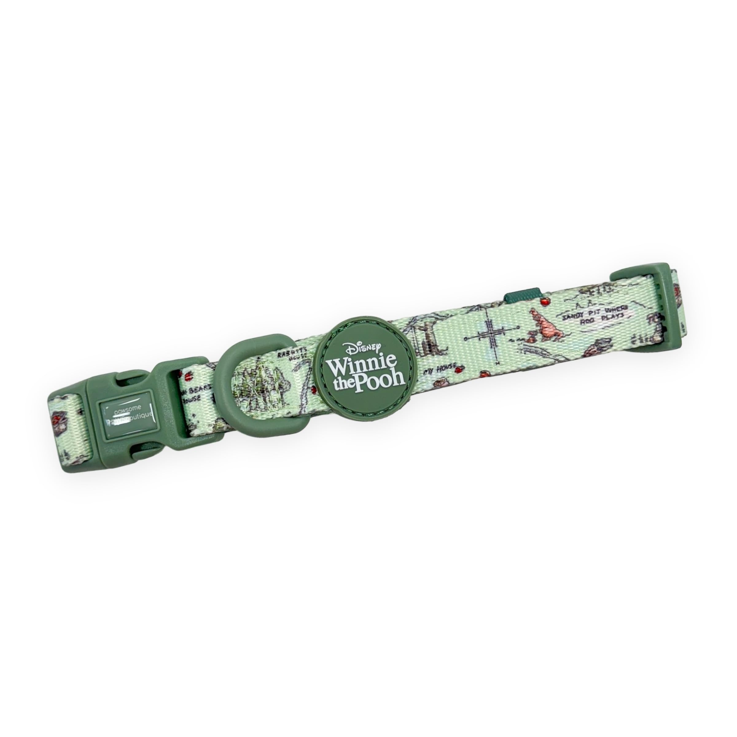 Pawsome Paws Boutique 100 Aker Woods Medium Adjustable Disney Collar with Soft Lining and Secure D-Ring