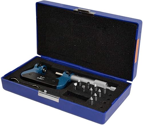 Kit de micrómetro de rosca de tornillo de rango de 0-1" con 5 pares de yunque de 60 grados