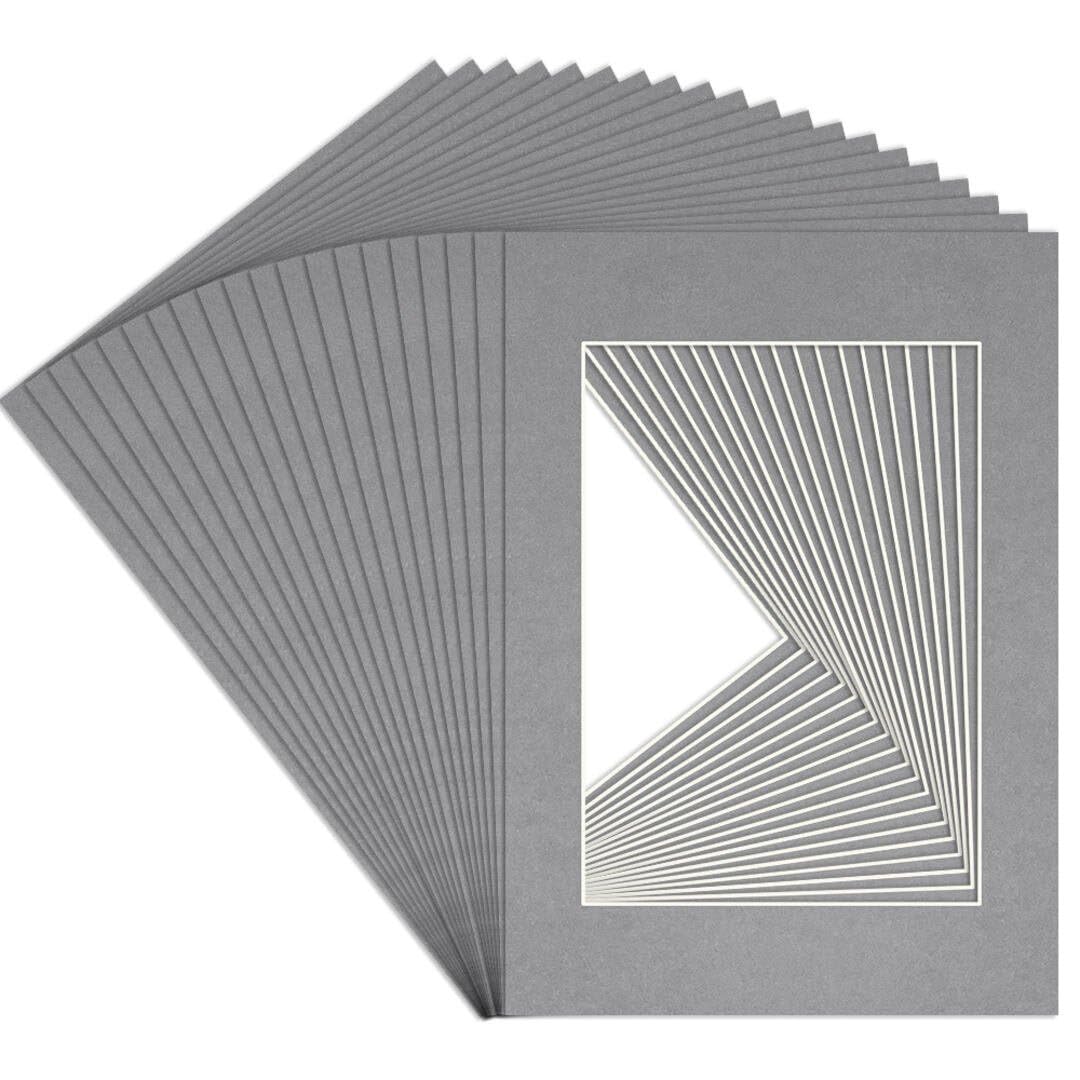 Procut Global A6 Mid Grey Picture Mounts to Fit A7 Aperture - Precision Cut Cardboard Photo Mount - Ideal for Frames, Prints, Artwork & Certificates - Sizes & Colours Available - 20 Pack